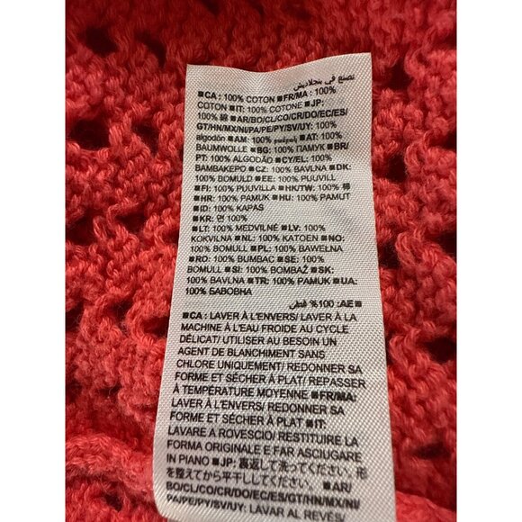 Gap Xl Coral Open Knit Sweater Top Lightweight Crochet Style Sleeveless - Picture 6 of 8